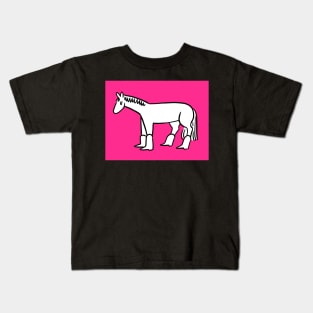 Horse in Boots on Pink Kids T-Shirt